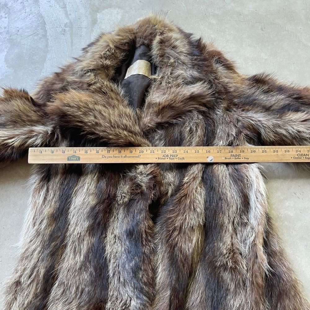 Nicholas Furs New Haven Vintage Raccoon Fur Coat Brown Grey Shawl Collar Lined - Picture 8 of 11